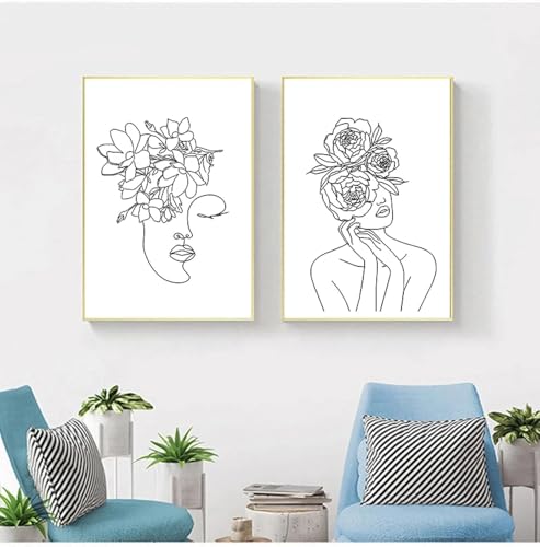 Croquis affiches noir blanc de corps de femmes, tableau toile haut de gamme 50x70 cm