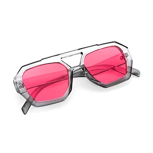 FEISEDY Vintage Square 70s Flat Pilot Sunglasses Women Men Fashion Sunnies B41084