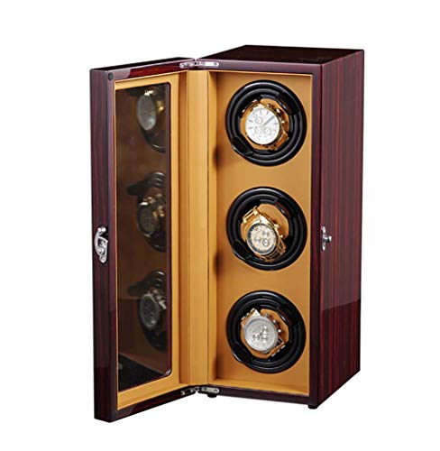 FGVBC Black Watch Winder Automatische, hölzerne Displaybox Uhren Sammler Aufbewahrungsbox Drehbox mit 5 Rotationsmodi und leisem Motor Cover