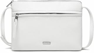 – Bolso bandolera para mujer – Bolso plano pequeño para hombre, piel sintética – Necesidad clásica – 2 compartimentos – Bolsa de teléfono de compras de viaje, blanco, Talla única