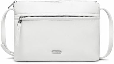 David Jones - Women's Shoulder Bag - Flat Small Handbag Shoulder Bag Faux Leather - Classic Elegant City Bag - 2 Compartments - Phone Bag Shopping Travel - White
