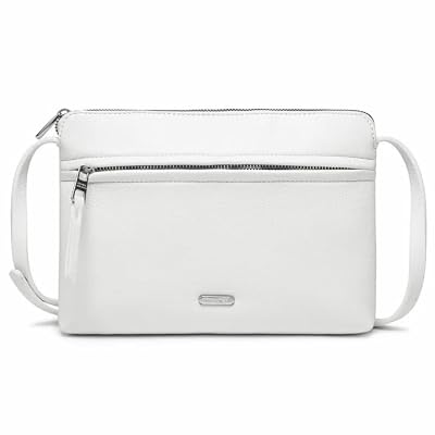 David Jones - Borsa a Tracolla Donna - Borsa a Mano Piccola Pelle PU - Borsetta Piatta 2 Scomparti - Borsa Lavoro Viaggio Telefono Quotidiana - Bianco