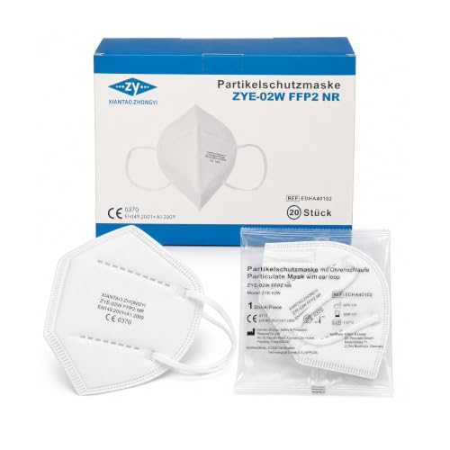 Hygiene100 20x FFP2 Masken, Atemschutzmaske, 5-lagige Staubschutzmaske, Partikelfiltermaske, hygienische, einzeln verpackte Gesichtsmaske