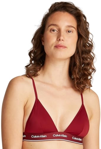 Calvin Klein Top de bikini Mujer Triangle-Rp cintura con logotipo, Rojo (Plum Glaze), XL