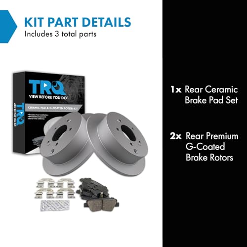 Image of TRQ Rear Brake Pad and Rotor Set Ceramic Coated Rotors Compatible with 2016 Kia Sportage