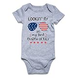 Vieille Baby Boy's Bodysuit 3-6 Months Lookin Fly on my First Fourth of July Baby Short Sleeve One Piece Outfit Romper 3-6 Months