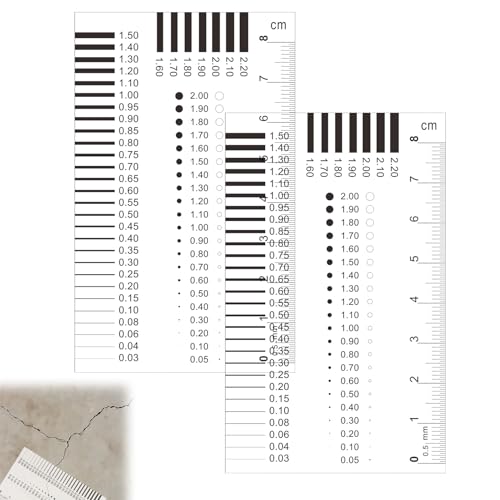 Menibeuty 2 Stück Risslineal Rissmonitor Rissbreitenlineal, Rissbreitenmesser Set, Meterriss Messkeil, Lineal für Gutachter Kfz Wertermittler und Handwerker, Hochpräzision, Einfach zu bedienen Menibeuty 2 Stück Risslineal Rissmonitor Rissbreitenlineal, Rissbreitenmesser Set, Meterriss Messkeil, Lineal für Gutachter Kfz Wertermittler und Handwerker, Hochpräzision, Einfach zu bedienen