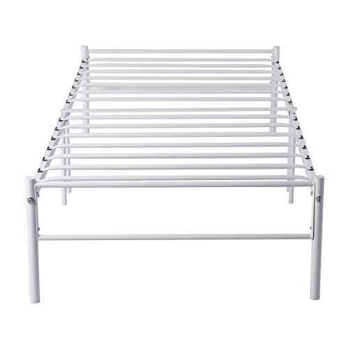 EGGREE Gästebett Einzelbett Metallbett Metall Rahmen Bett Jugendbett Kinderbett Metall Bettgestell Bett Sofa mit Lattenrost für Kinderzimmer Gästezimmer Schlafzimmer Schulen Bett 90 x 190cm Weiß Cover