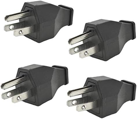 Straight Blade Plug,15 Amp 120-125 Volt, 2Pole 3Wire, Plug, Male Extension Cord Replacement Electrical Plugs End (Black-4pack)