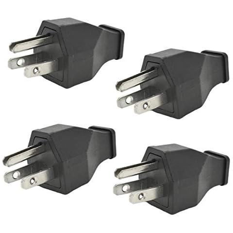Straight Blade Plug,15 Amp 120-125 Volt, 2Pole 3Wire, Plug, Male Extension Cord Replacement Electrical Plugs End (Black-4pack) Cover