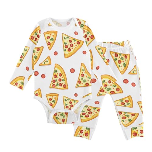 vvfelixl Baby Bodysuits Pants Sets Delicious Sliced Pizza Long Sleeve Baby Onesie Clothes for Boys Girls 3-6M