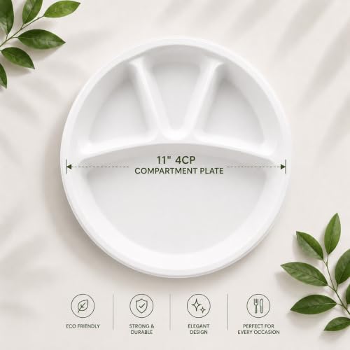 Image of Bio Degradable Compartment Plate 11'' inch, Pack of 10