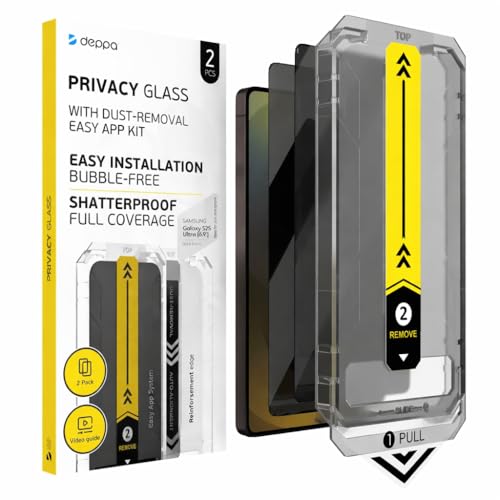Deppa | Lot de 2 | Anti espion pour Samsung S26 Ultra (6.9') Verre Trempé avec Kit de pose facile | Anti-Poussière & Anti-Bulles | Résistant aux Chocs |...