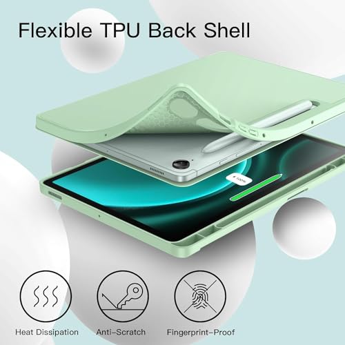 Image of ProElite Cover for Samsung Galaxy Tab S10 Lite 10.9 inch / Tab S9 FE 10.9 inch /Tab S10 FE /Tab S9 11 inch Cover, Soft Flexible Flip Case with S Pen Holder, Auto Sleep Wake, [Recoil Series] - Mint Green