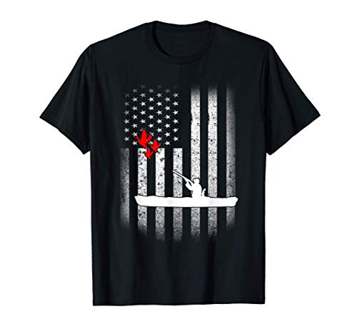Distressed American Flag Kayak Duck Hunting T-Shirt