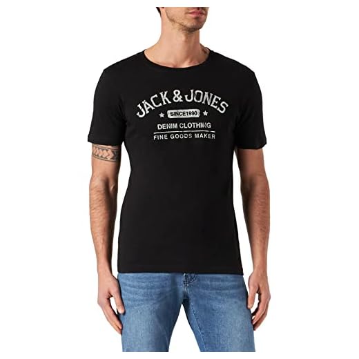 Jack & Jones Jjejeans tee S O-Cuello Noos 21/22 Camiseta, Negro, XL para Hombre
