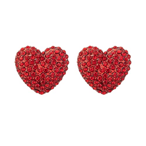 Valentines Day Earrings, Valentines Day Gifts for Her, Girlfriend, Wife, Big Red Heart Stud Earrings for Women, Sparkling Rhinestone Earrings, E03A