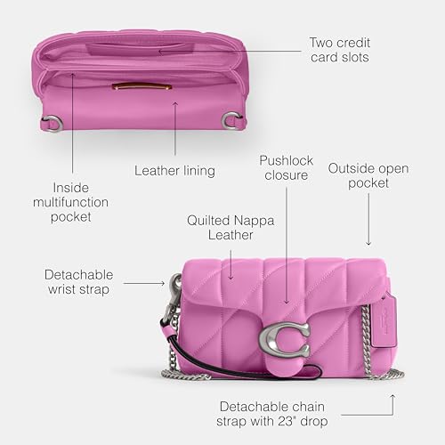 Coach Quilted Pillow Leather Tabby Wristlet with Chain, Fuschia3