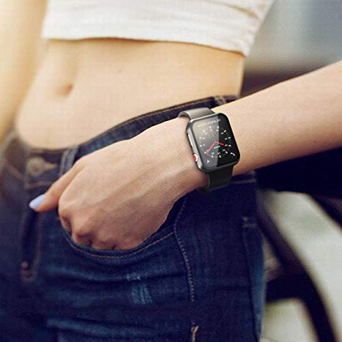 Image of Piuellia Black Hard Case Compatible with Apple Watch Series 3 Series 2 42mm with Screen Protector, Ultra Thin Total Protective Case for iWatch [2 Pack]