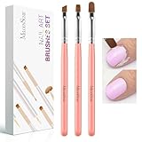 MelodySusie 3Pcs Nail Art Clean Up Brushes,Flat/Oval/Angled Gel Nail Brushes,For Nail Art Design Painting DIY and Cleaning Polish Mistake on the Cuticles Or Gel Application