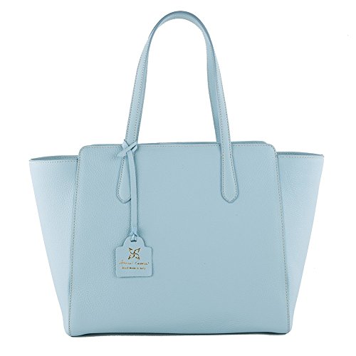 Sac à bandoulière léger cuir véritable bleu Tosca logeable