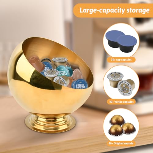 Coffee Pod Holder, Large Capacity Stainless Steel K Cups Holder Organizer Bowl Coffee Capsule Creamer Container Basket, Espresso Pods Storage for Bar Station, Counter (Gold) by Giyochie - Image 5