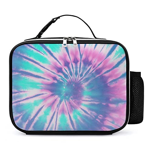Aeoiba Tie Dye Leather Lunch Bag Tote Reusable Insulated Waterproof School Picnic Carrying Lunchbox Container Organizer For Men, Women, Adults, Girls, Boys #TOP17