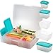 Bentology - Bento Lunch Box with Weight Loss Plan Booklet - Portion Control Container Kit - Clear and Turquoise