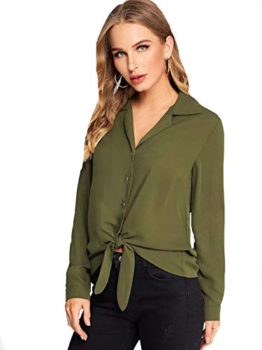 Image of MIZAGO Women's Top (Olive-Knot-Shirt Olive Green Small)