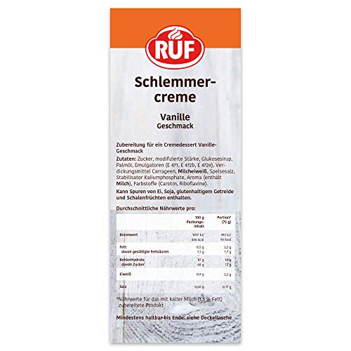 RUF Schlemmercreme Vanille, ohne Kochen, Großpackung Dessertpulver für ein locker fluffiges Creme-Dessert mit feiner Vanillenote, glutenfrei, 1 x 1000g