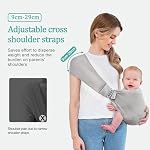 Baby Sling Carrier,Baby Carrier Newborn to Toddler,Toddler Carrier,Portable Lightweight & Spreadable Shoulder Straps (Light Grey)