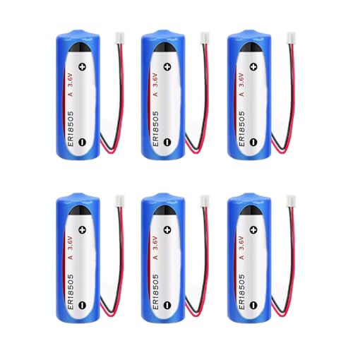 MEELER 6 PCS A Size 3.6V 4000mAh ER18505 with 2.0 White Connector Lithium Battery Non Rechargeable