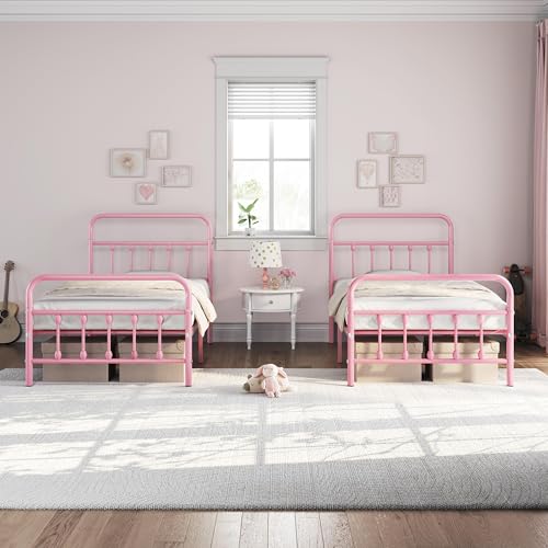 image for Yaheetech Classic Metal Platform Bed Frame Mattress Foundation with Vi