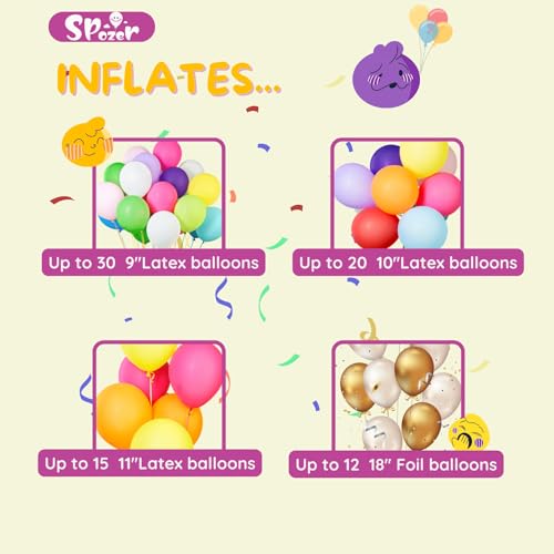 SPOZER Helium Tank for Balloons At Home, 7L Helium Tank Up To 30 Latex Balloons, Helium Balloon Pump Kit with 30 Latex Balloons and Ribbons, Ideal for Birthday Party, Wedding, Events