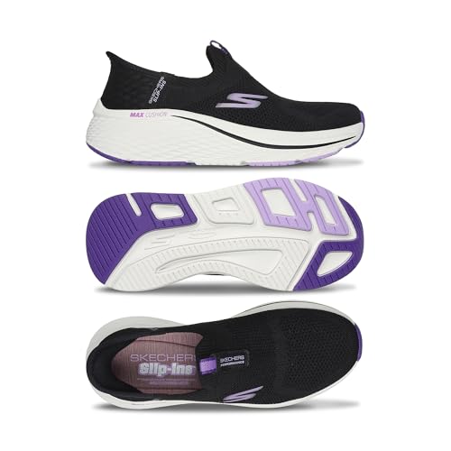 Skechers Women's Max Cushioning Elite 2.0 Eternal Hands Free Slip-ins Sneaker, Black/Purple, 5