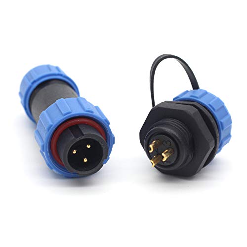 SZJELEN SP13 2pin/3pin/4pin/5pin/6pin/7pin/ 9pin Waterproof Aviation Cable Wire Connectors Plug Socket,IP67 Electrical Cable Connector (3pin, Panel Mount-Plug(Male)&Socket(Female))