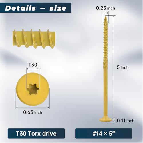Tornillos de madera #14 x 5 pulgadas pack 30 unidades miniatura 2