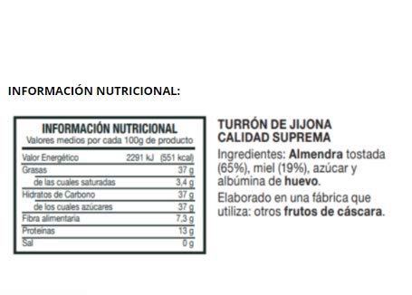 Turrón Jijona Granulado o Refinado Bloque 6 Kg.