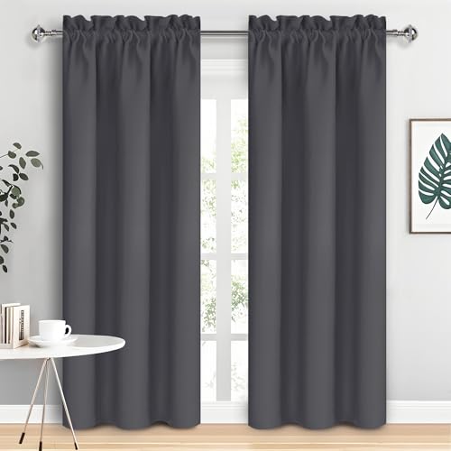 DWCN Blackout Curtains for Bedroom 38 x 84 Inch Long Dark Grey 2 Panels
