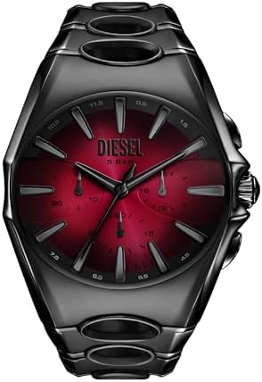 Diesel Mens D-Curve Chronograph Black Stainless Steel Watch Model DZ4696