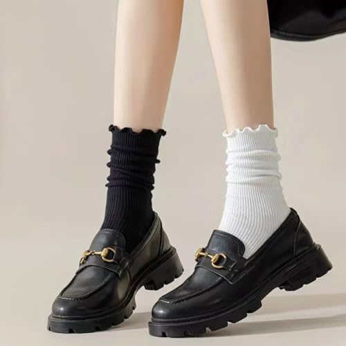 Image of 5 Pairs Womens Striped Crew Socks, Cotton Cozy Casual Socks for Women,Breathable Cool,Size 5-10