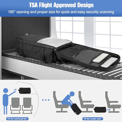 MoKo Travel Backpack for Men, Large 40L TSA Flight Approved Carry on Backpack, 17 inch Laptop Backpack 180° Openable & Expandable, Water-Resistant Lightweight Business Weekender Bag Daypack, Black3