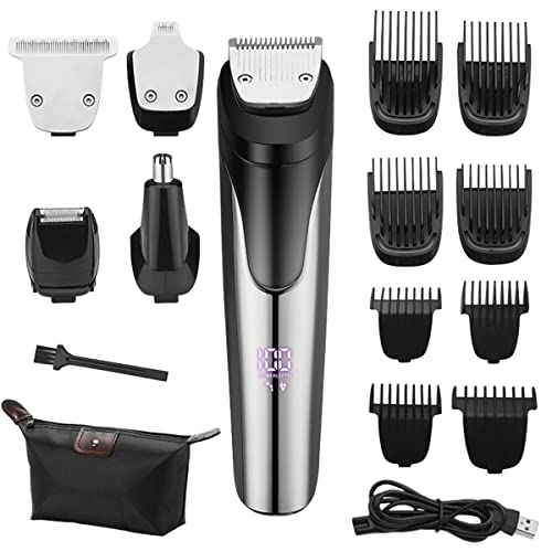 Beard Trimmer for Men,All-in-One Mens Hair Clippers Hair Trimmer,Mustache Body Nose Ear Facial Cutting Shaver, Electric Razor Grooming Kit,USB Rechargeable Cordless & Led Display