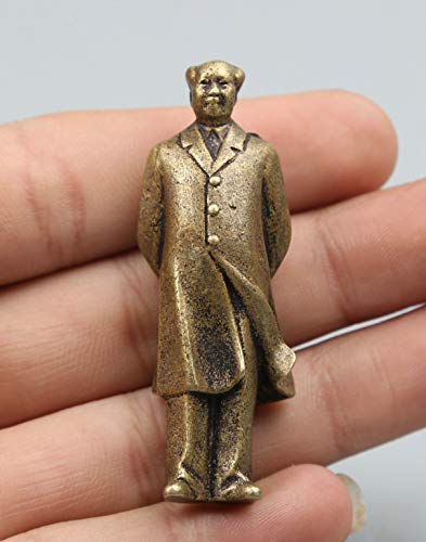 Estatua pequeña de Mao Zedong de bronce grabado miniatura 5