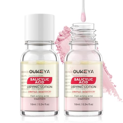 Image of OUKEYA 2 x 10ml Spot Drying Lotion for Spots, Acne Spot Treatment for Face with Salicylic Acid & Niacinamide, Oil Balancing, Pore Refining, for Acne-Prone and Oily Skin