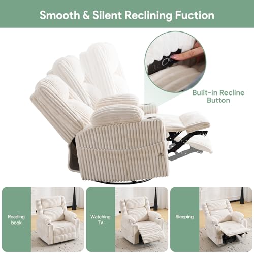 Sillón reclinable de terciopelo beige cómodo miniatura 4