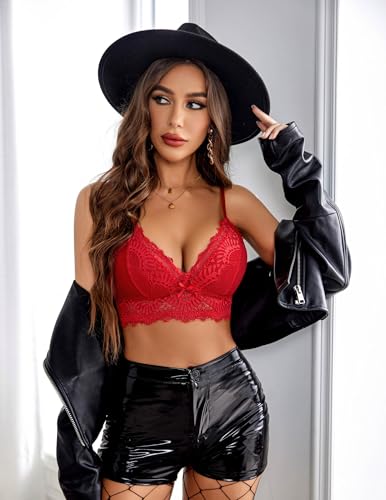 Avidlove Bralette Wireless Lace Camisole V-Neck Double-Layered Y2K Crop Top4