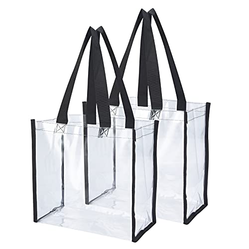 haoguagua 2-pack clear tote bag stadium approved 12x12x6 transparent see through clear tote bag for work concerts