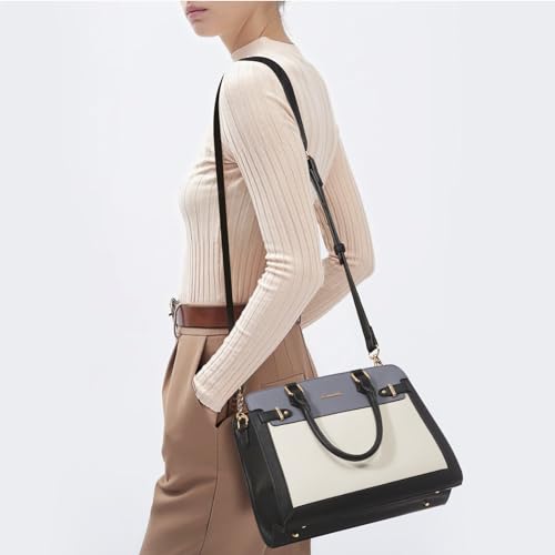 Image of LOVEVOOK Purses and Handbags for Women, Tote Shoulder Bag Satchel Black Purse and PU Leather Top Handle for ladies