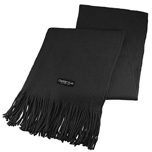 Gelante 15-2098-BLACK Men Classic Knit Winter Scarf Warm Double Layer 2098-Black thumb #1